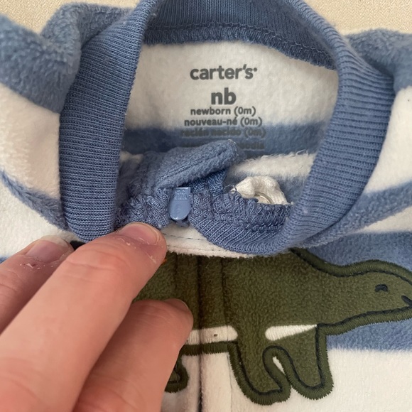 Carters stripped fleece footie outfit/ pjs NB - Picture 3 of 3